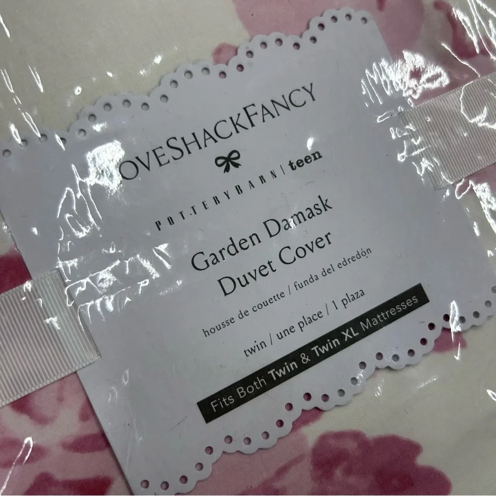 LoveShackFancy x Pottery Barn Garden Damask Ruffle Duvet Cover Bedding TWIN NWT